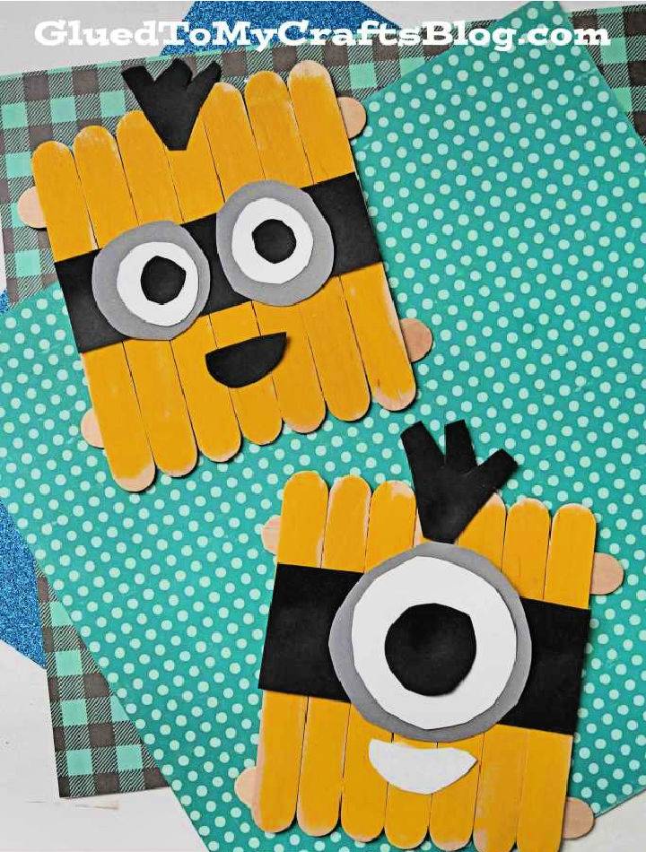 Cute Popsicle Stick Minions Craft