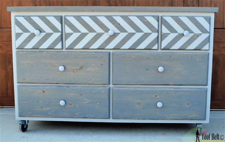 DIY 7 Drawer Dresser With Chevron Top