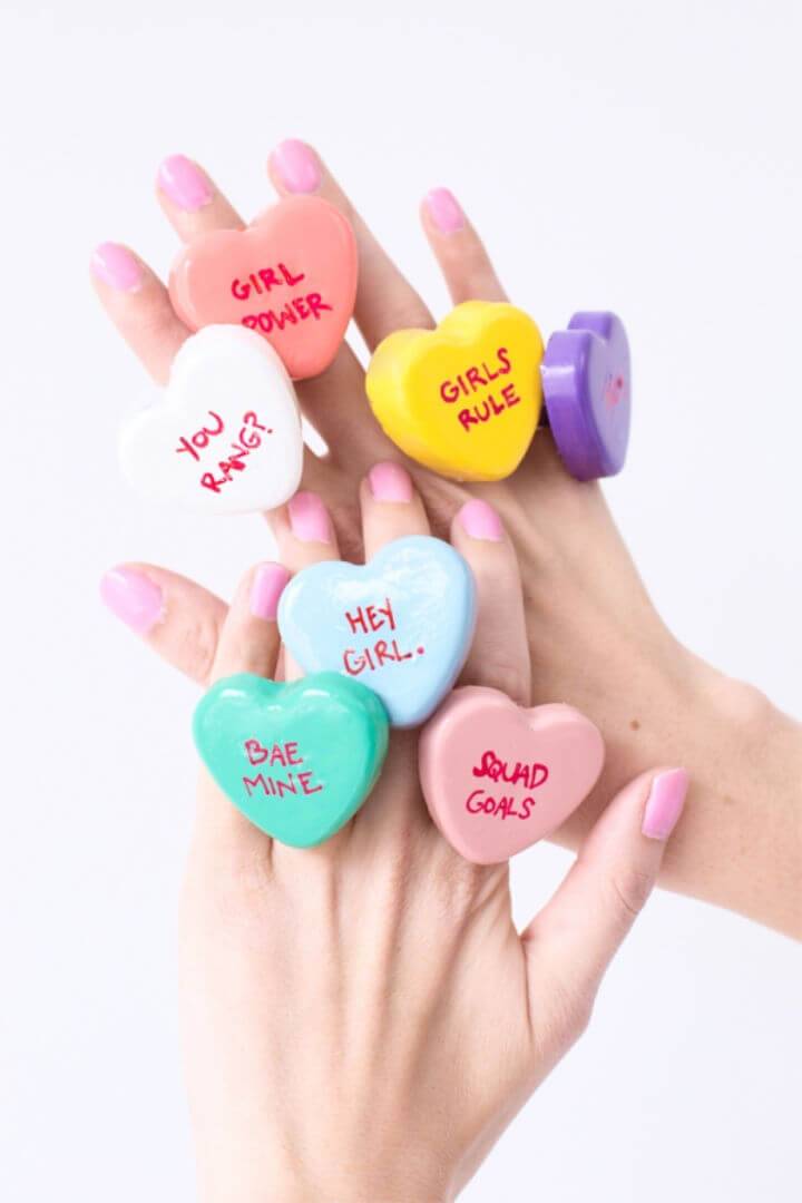 DIY Conversation Heart Rings