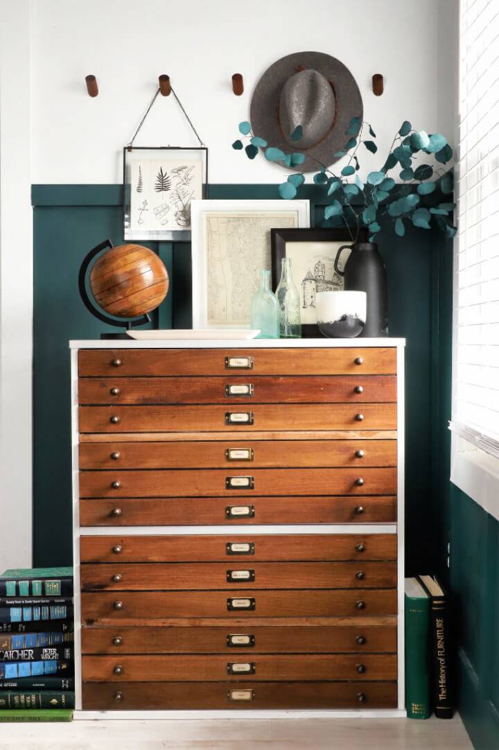 DIY Faux Map Drawer Dresser