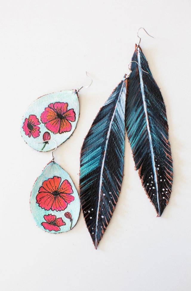 DIY Painted Leather Earrings