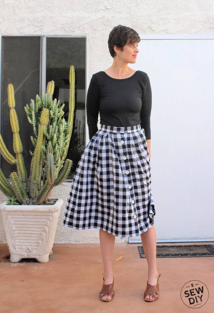 DIY Pleated Button Front Skirt