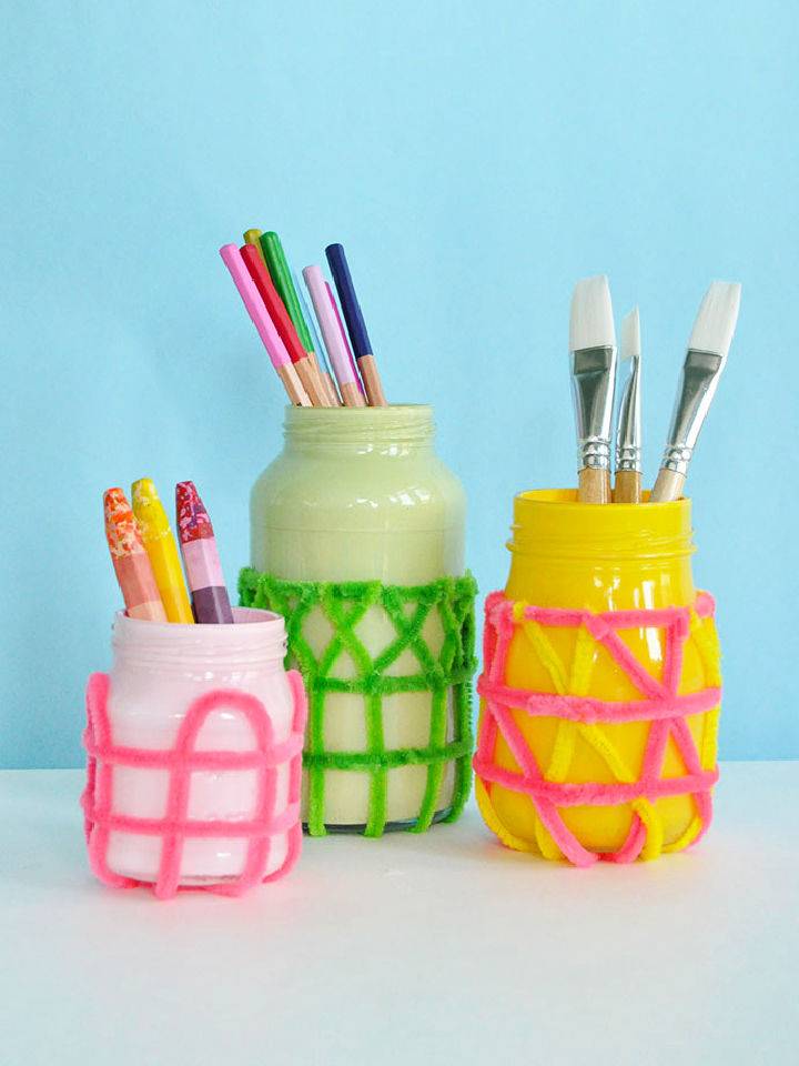 DIY Woven Pipe Cleaner Jars