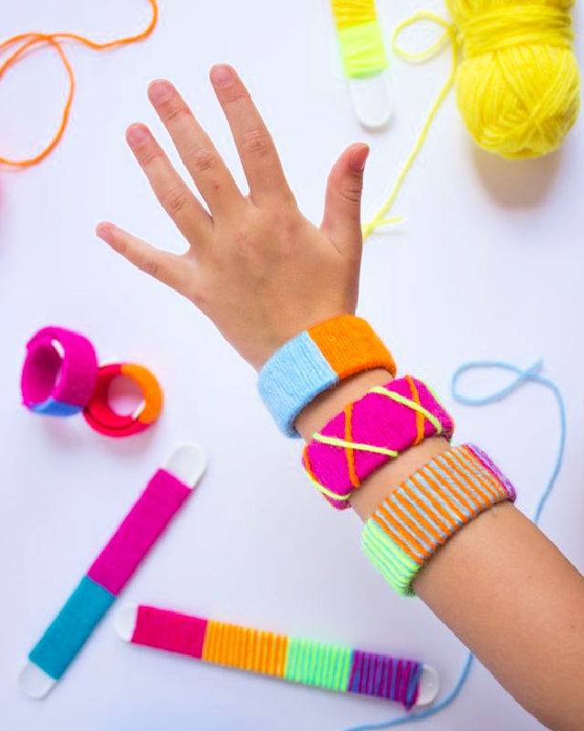 DIY Yarn Wrapped Slap Bracelets