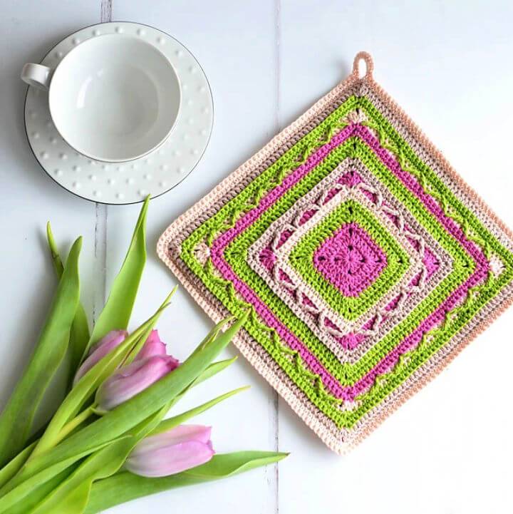 How to Crochet Tulip Potholder - Free Pattern