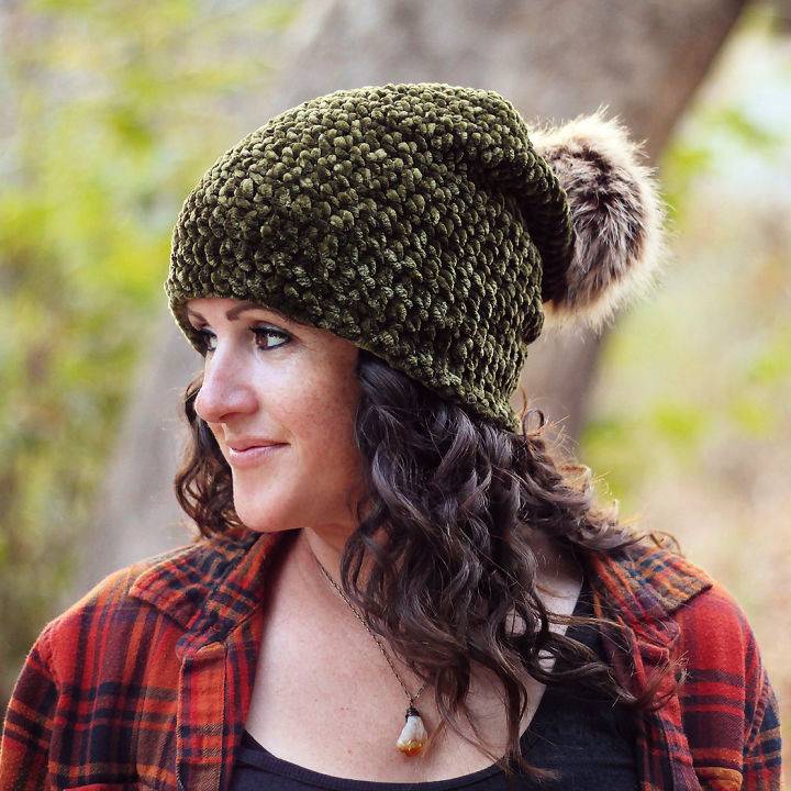 Free Crochet Velvet Slouchy Beanie Pattern