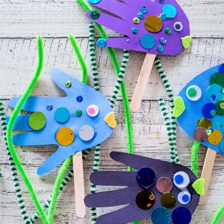 Handprint Fish Puppet Craft for Kids