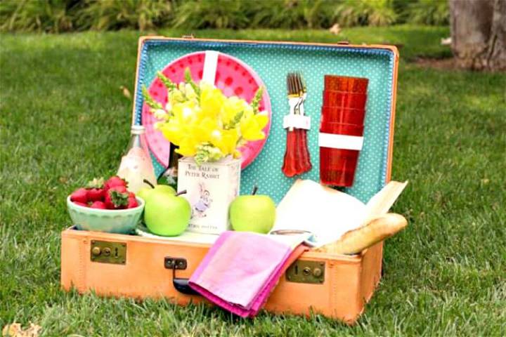 DIY Suitcase Into A Picnic Basket