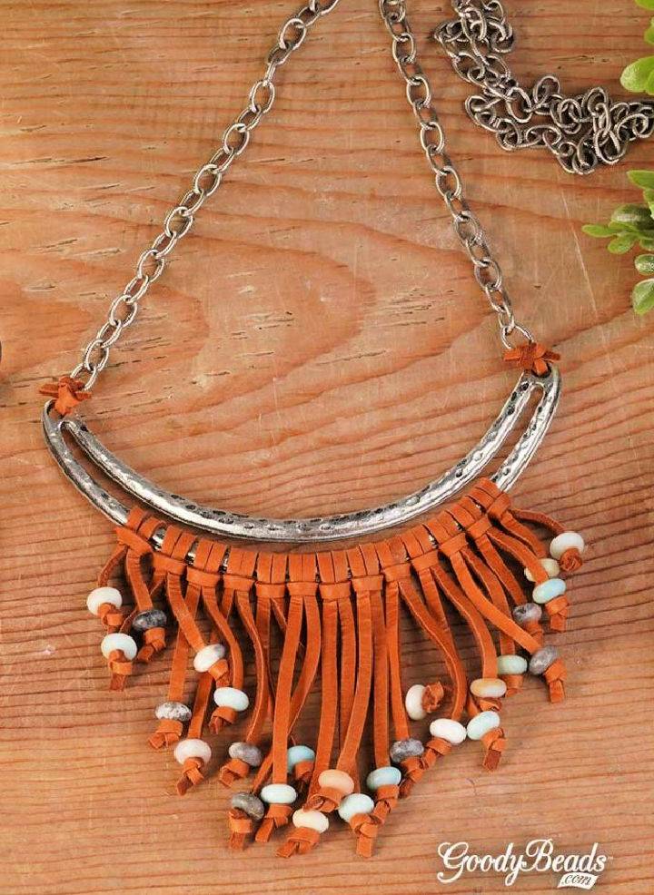 DIY Leather Fringe Bib Necklace at Home