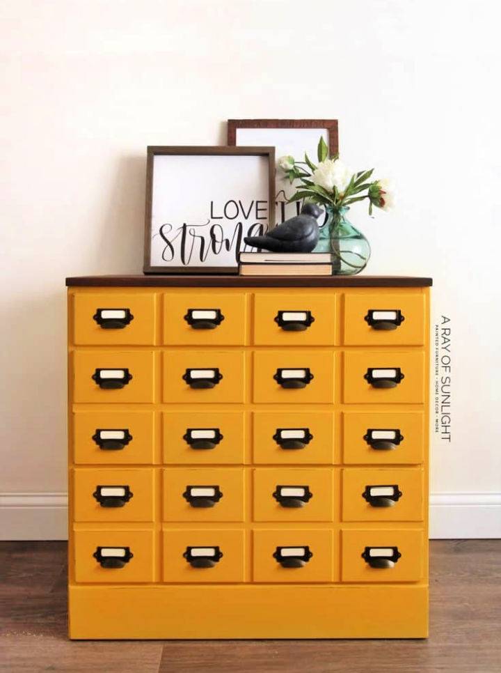 Mustard Yellow Card Catalog Dresser