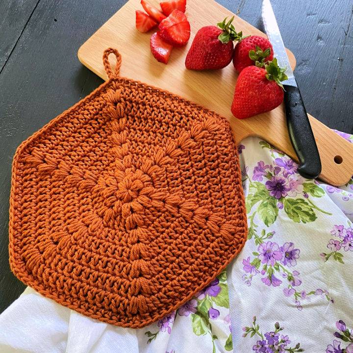 New Crochet Flower Power Hexagon Potholder Pattern