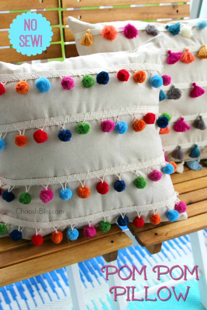 No Sew Pom Pom Pillow