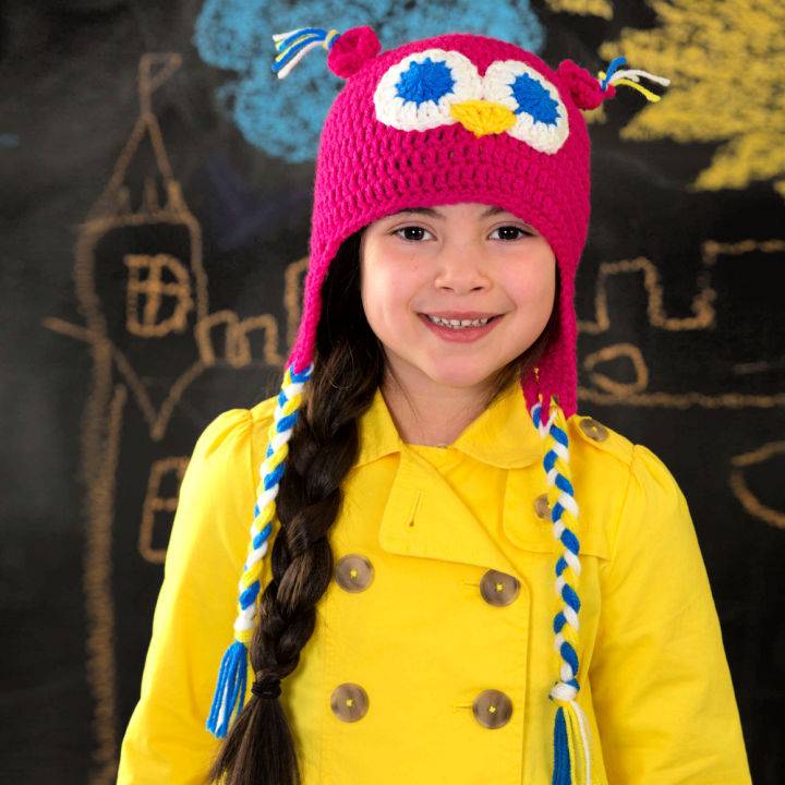 Red Heart Crochet Hootin Owl Hat For Girls