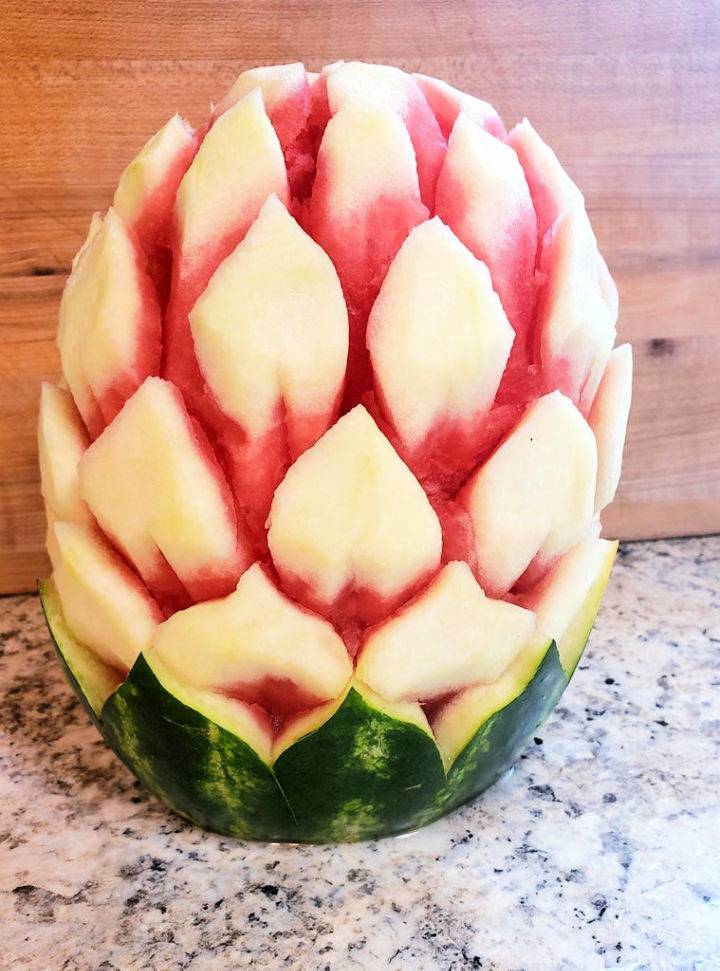 Watermelon Lotus Flower Carving